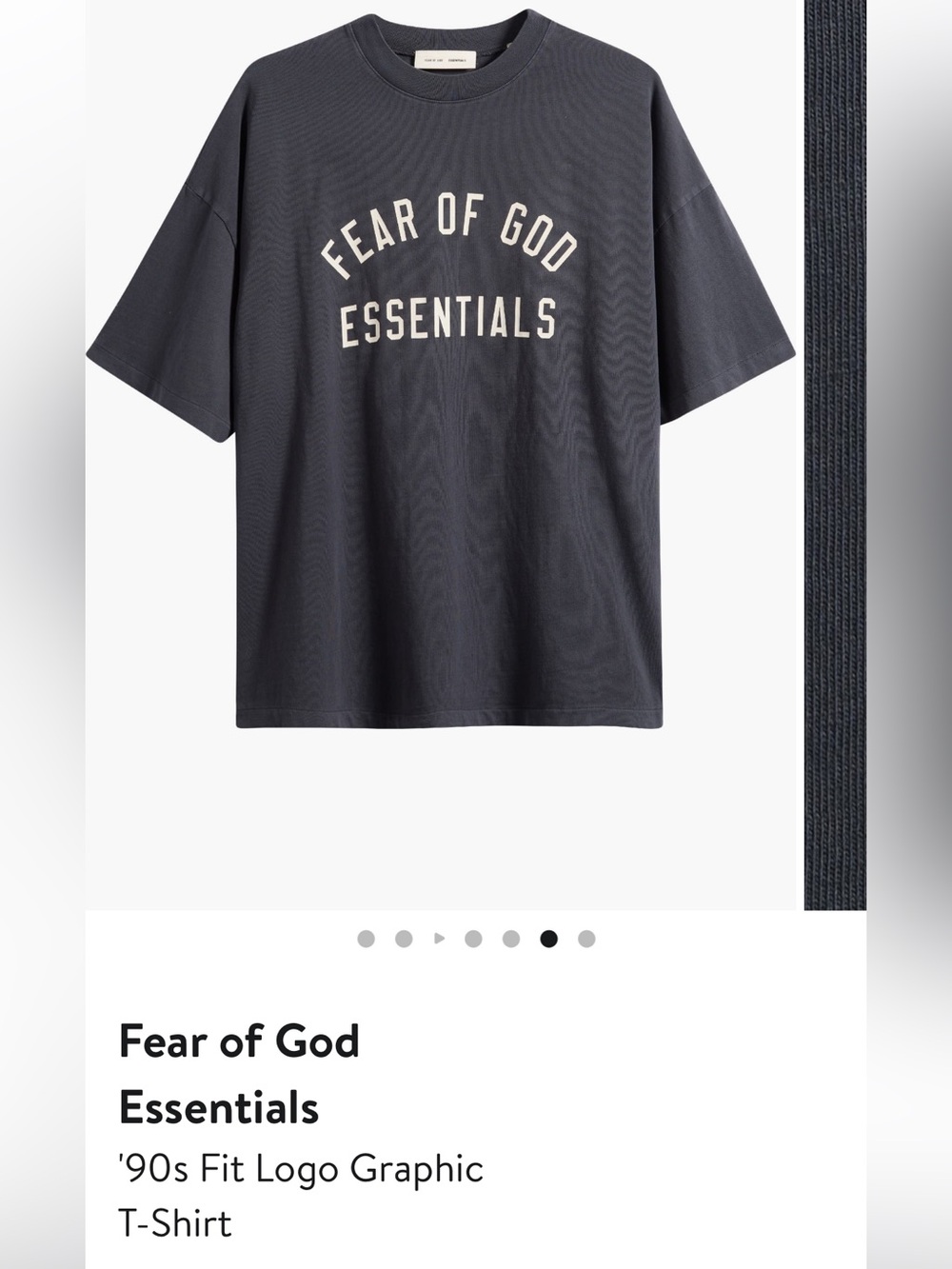 Fear of God Essentials Charcoal Gray Logo Short Sleeve Tee